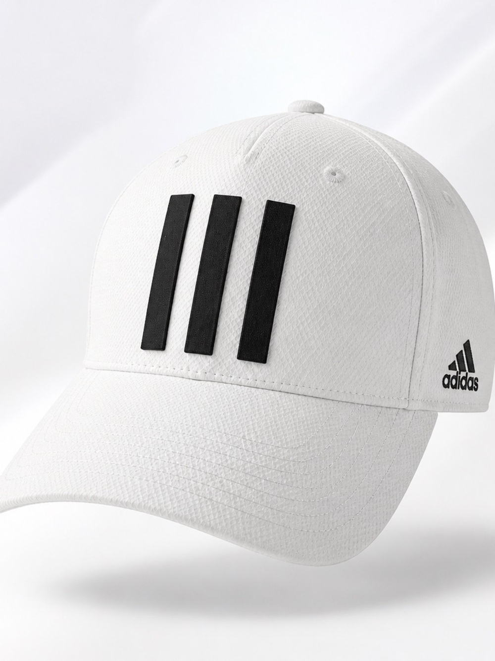 adidas White Baseball Cap with Black 3-Stripes Patch